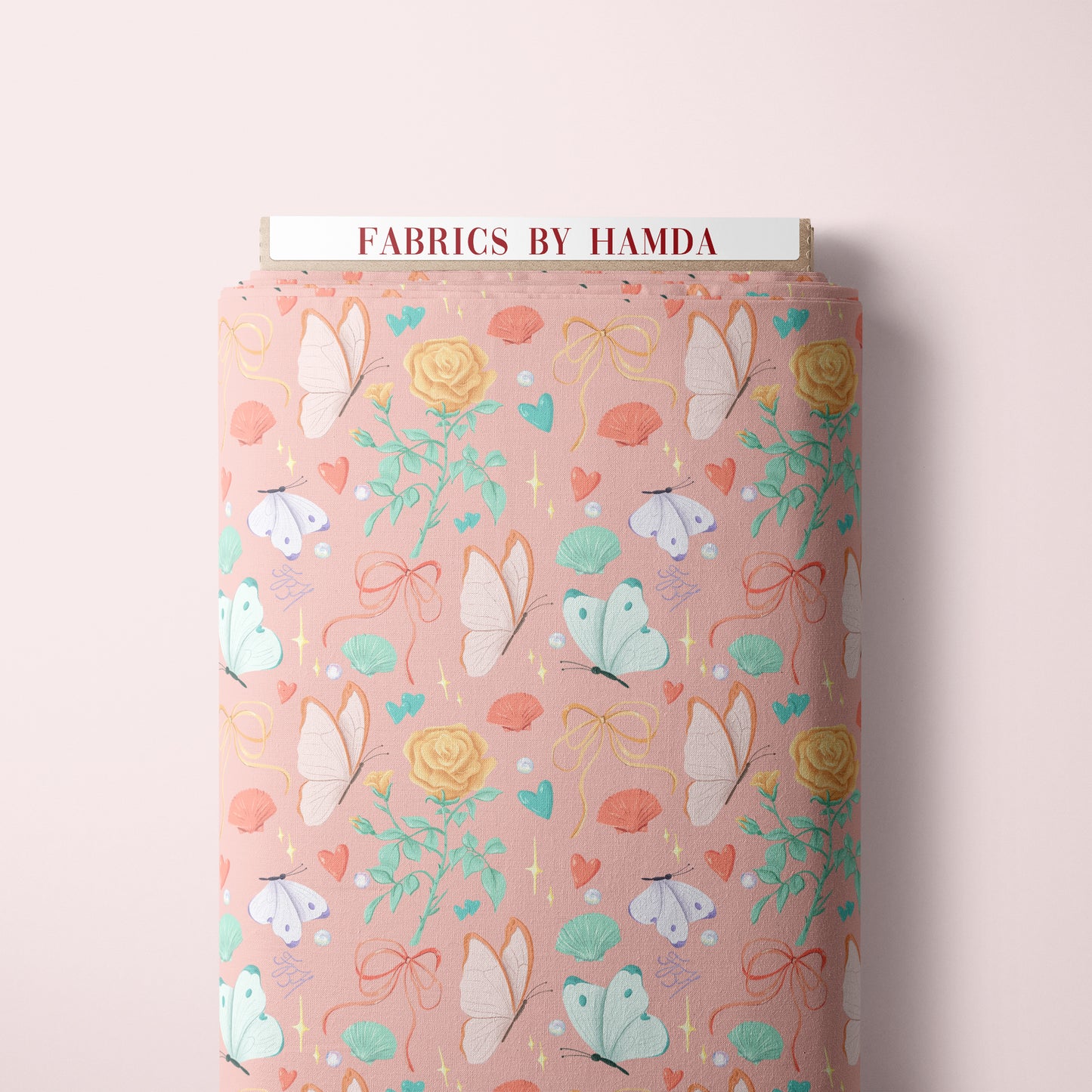 Butterflies & bows in blush peach