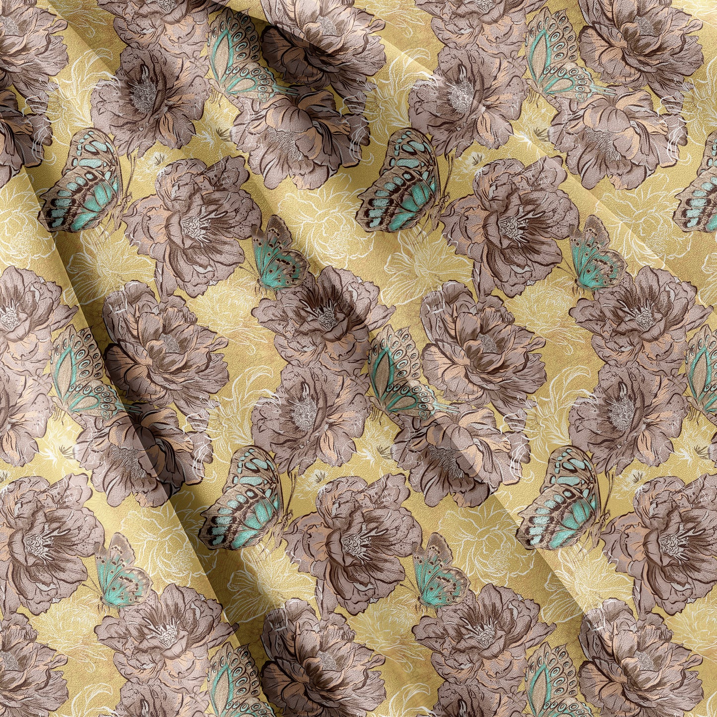 Butterflies & roses - yellow