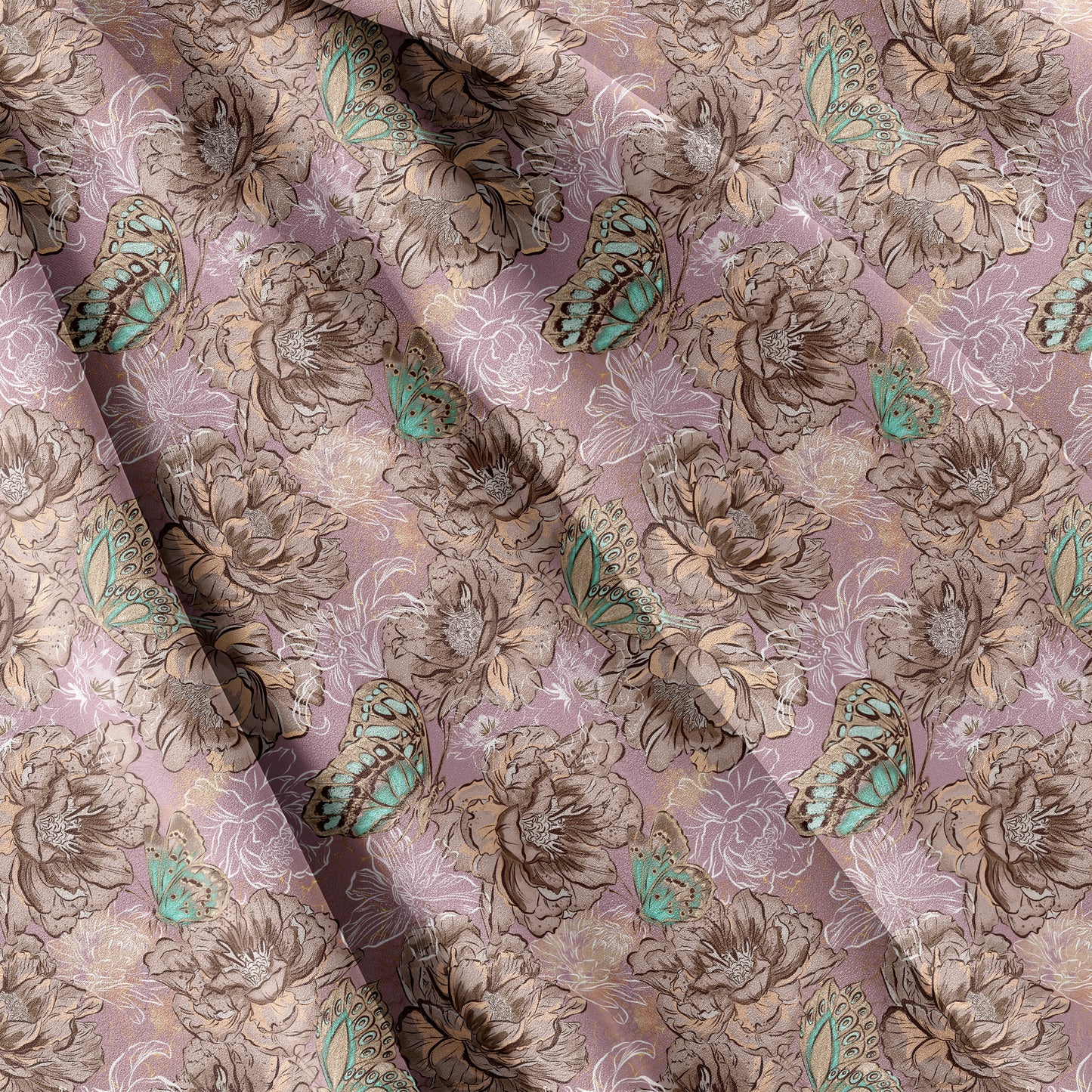 Butterflies & roses - pink