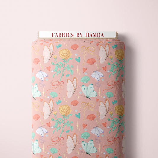 Butterflies & bows in blush peach